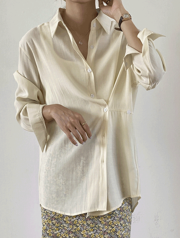 투웨이 언발 사선 랩 셔츠(4color)